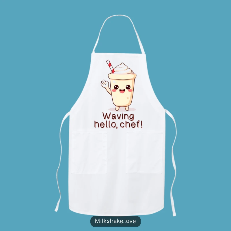 Funny Kawaii Milkshake Apron: Cute Waving Design for Happy Cooks, Funny Gift