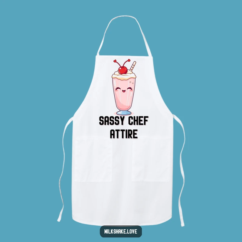 Funny Kawaii Winking Milkshake Apron: Cook with a Playful Wink