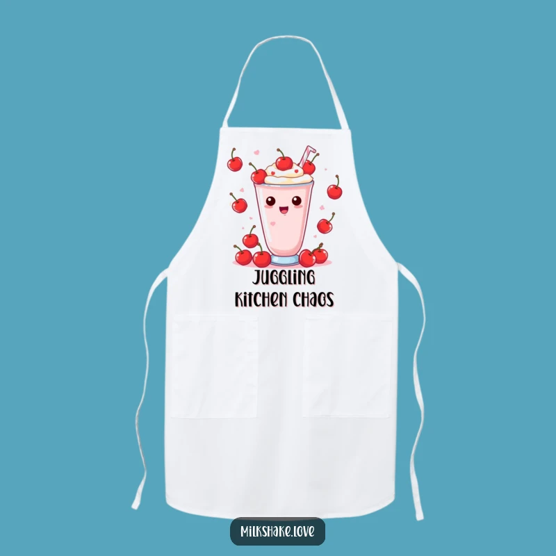 Funny Kawaii Milkshake Apron: Juggling Cherries Fun, Perfect Gift for Bakers