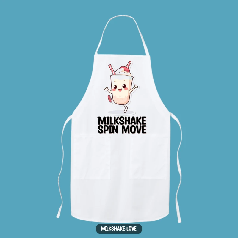Funny Kawaii Milkshake Cartwheel Apron: Cook with Hilarious Cartoon Cheer and Style