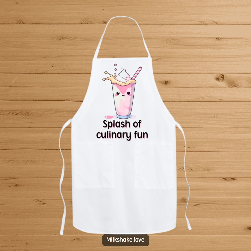 Funny Apron featuring a vibrant splash of milkshake, designed for protection and adding a humorous touch to cooking.