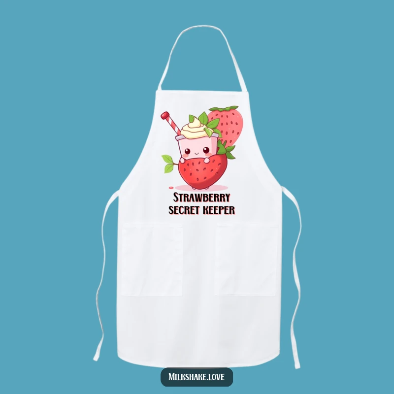 Funny Kawaii Milkshake Strawberry Apron - Cooking & Kitchen Gift
