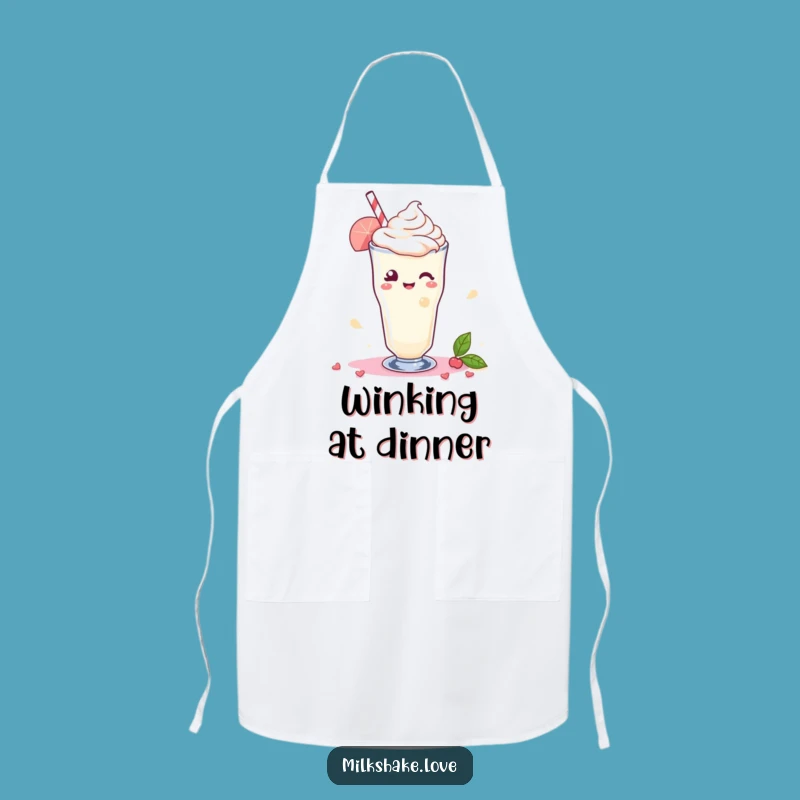 Funny Kawaii Milkshake Apron: Winking Delight Fun, Perfect Gift for Charming Cooks
