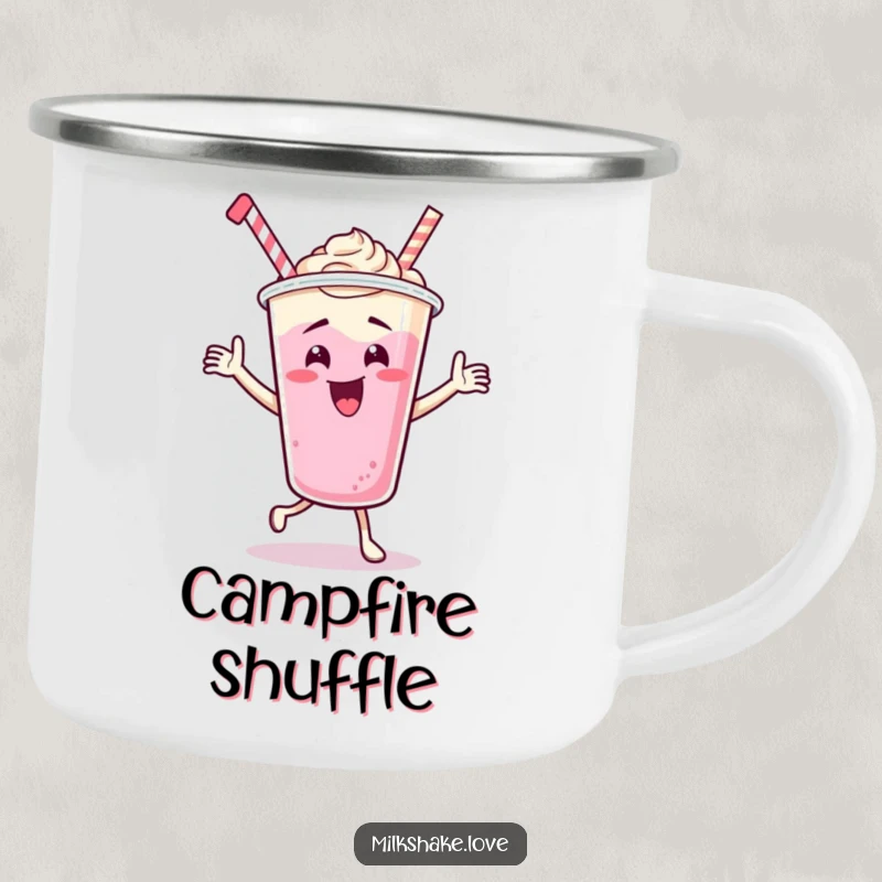 Funny Dancing Milkshake Cup Camping Mug, a cartoon character in a silly, energetic dance, perfect for adding fun and rhythm to outdoor beverages.