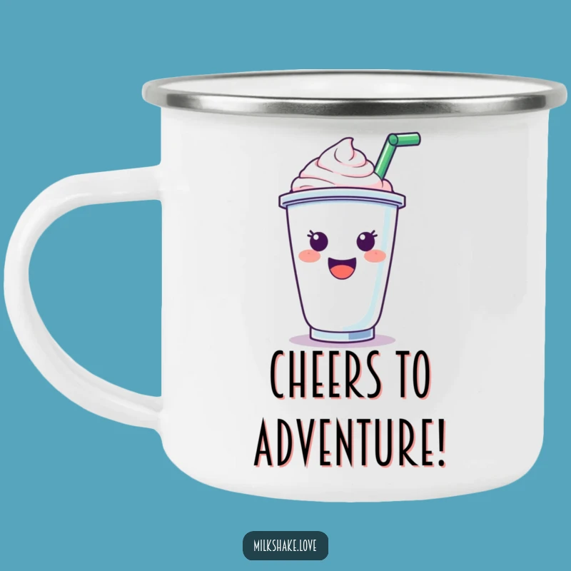 Funny Cheerful Milkshake Camping Mug: Your Adventure Buddy for Warm Sips