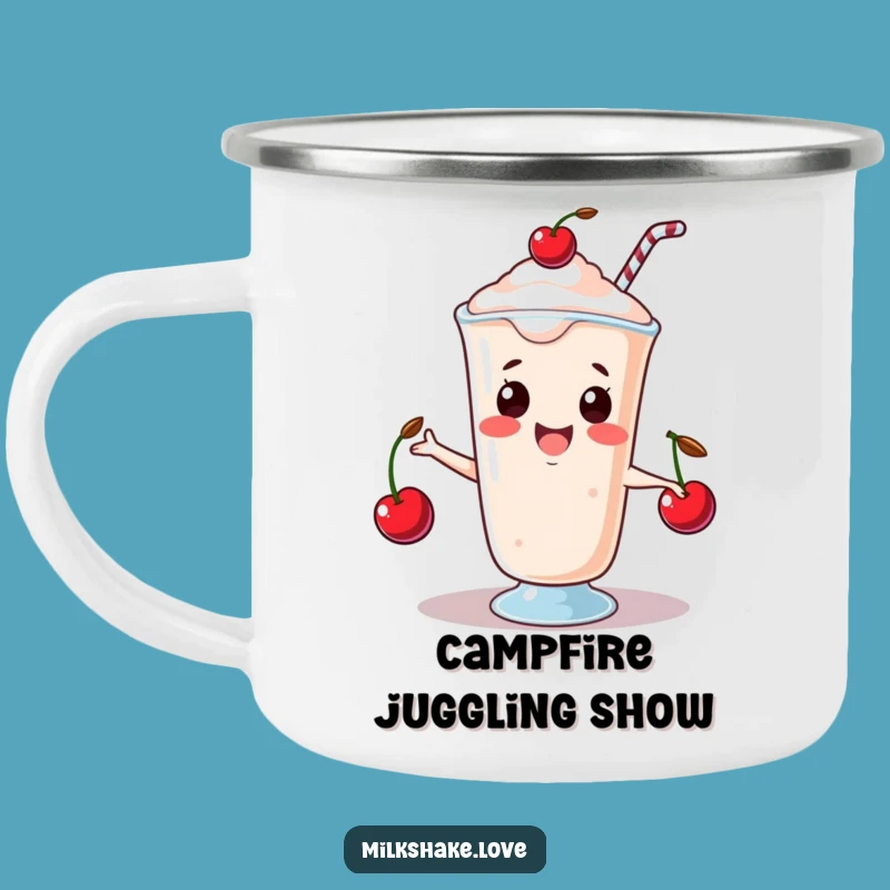 Funny Juggling Milkshake Camping Mug: Cherry Act - Outdoor Fun - Great Funny Gift!