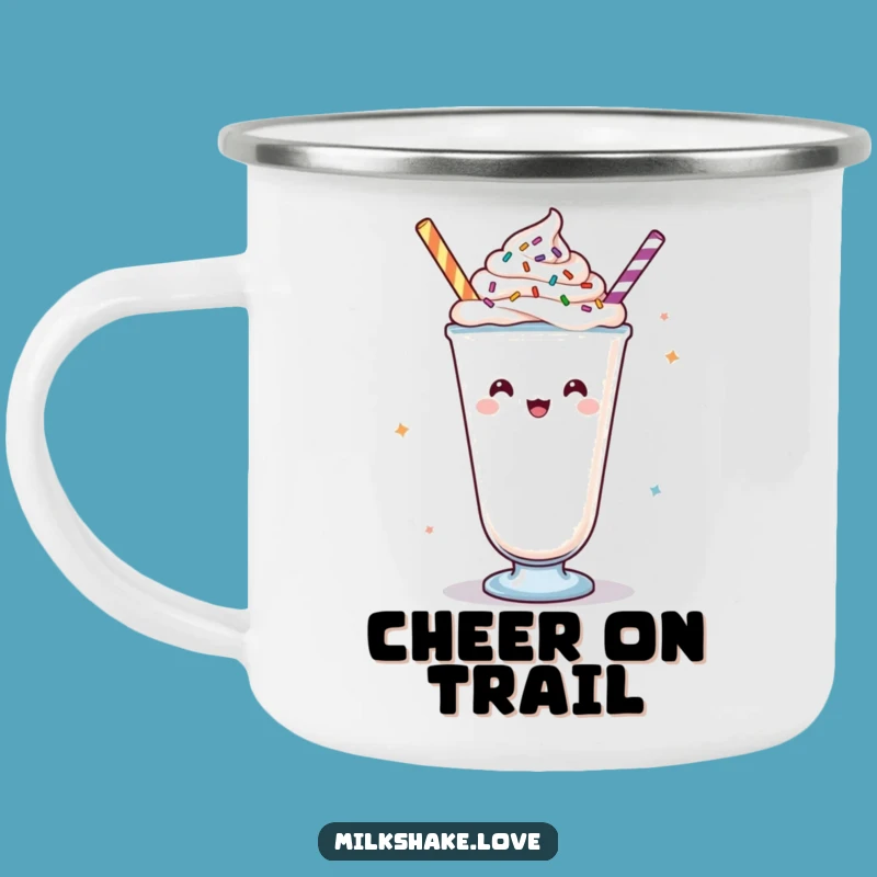 Funny Kawaii Cheering Milkshake Camping Mug: Cheers Under the Stars