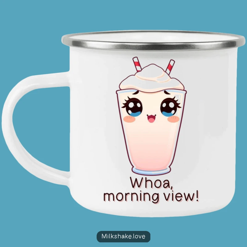Funny Kawaii Milkshake Camping Mug: Surprised Peek Adventure, Perfect Reaction Gift
