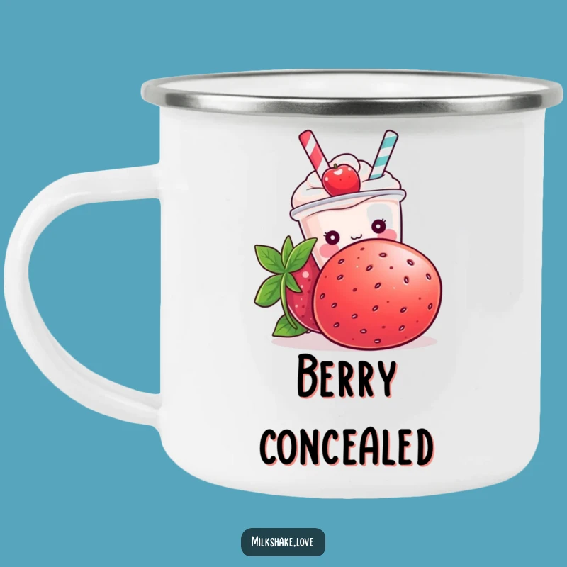Funny Kawaii Milkshake Strawberry Camping Mug - Sweet Sips on the Go