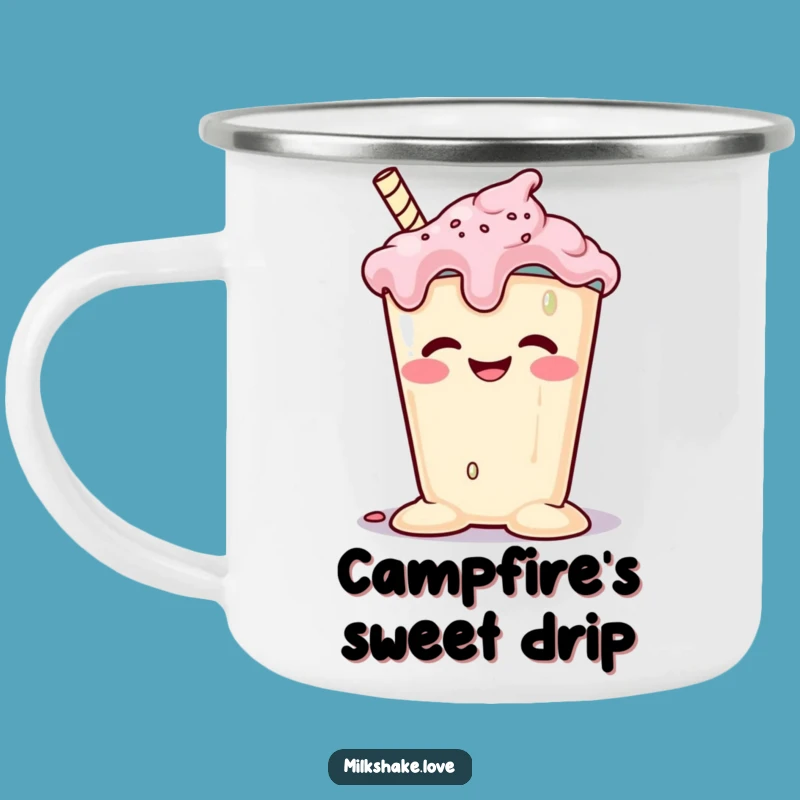 Funny Melting Milkshake Camping Mug: Sweet Sips Outdoors!