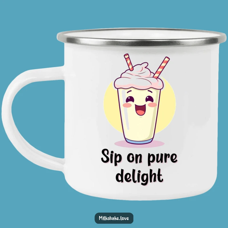 Funny Kawaii Milkshake Camping Mug: Giggle Outdoors, A Hilarious Adventure Gift!