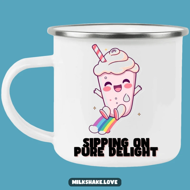 Funny Milkshake Rainbow Slide Camping Mug: Adventure Fuel with a Sweet Twist