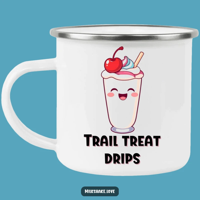 Sweet Escapes Funny Kawaii Milkshake Camping Mug: Sip Sweetness Outdoors