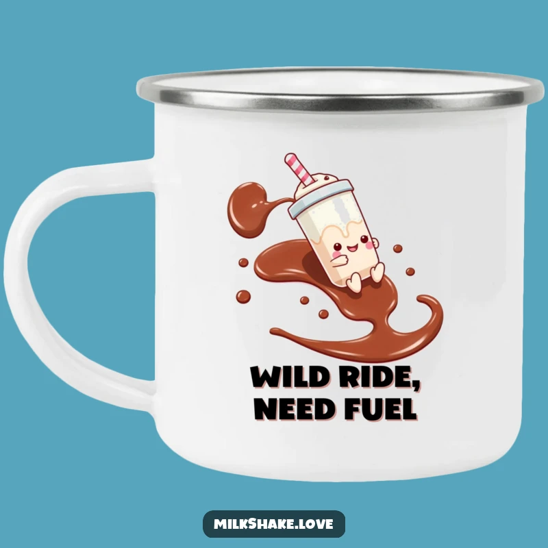 Funny Milkshake Slide Camping Mug - Chocolate Syrup Adventure Companion