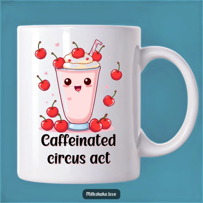 Funny Kawaii Milkshake Mug: Juggling Cherries Delight, Perfect Gift for Fun