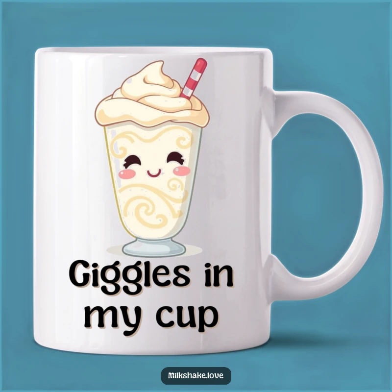 Funny Giggling Milkshake Mug: Bubbly Character, Swirling Patterns, Perfect Funny Gift