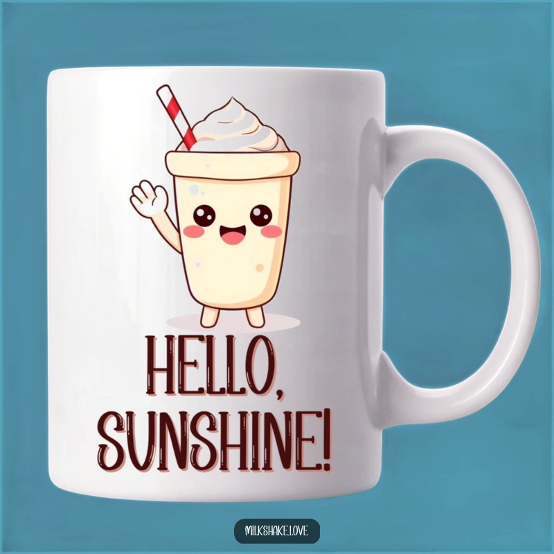 Funny Kawaii Milkshake Mug Gift: Adorable Waving Character for Happy Mornings