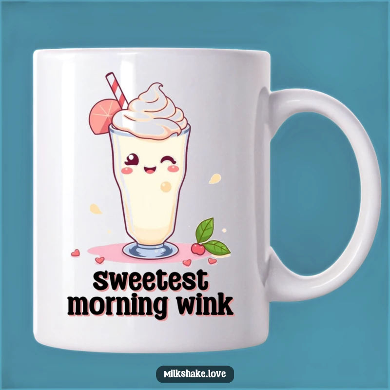 Funny Kawaii Milkshake Mug: Winking Delight Design, Perfect Gift for Charmers