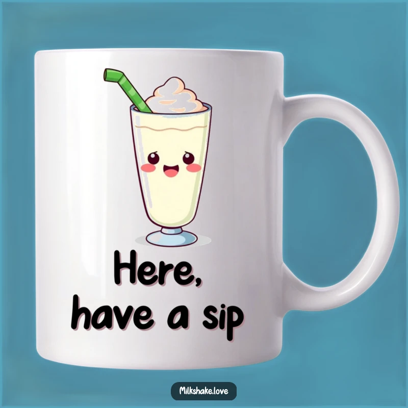 Funny Kawaii Milkshake Ready-to-Sip Mug - Giant Straw Offer Gift