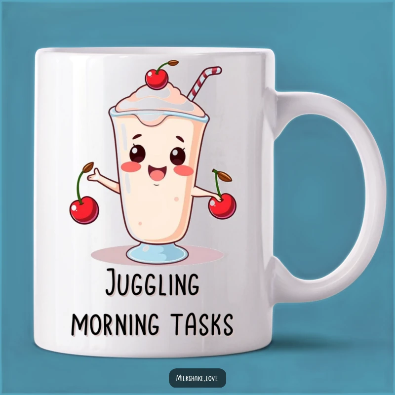 Funny Juggling Milkshake Mug: Happy Cherries - Skillful Fun - Perfect Funny Gift!