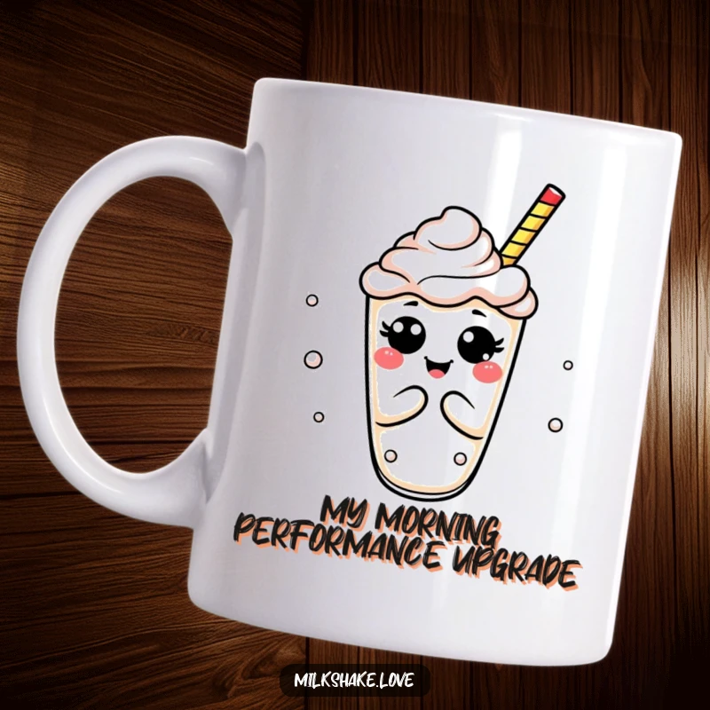 Funny milkshake mug with a bubbly surface doing an exaggerated, comical bow, perfect for a fun gift.