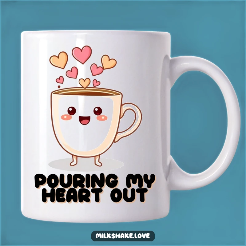 Funny Coffee Cup Hearts Mug, Adorable Gift for Coffee Lovers' Mornings