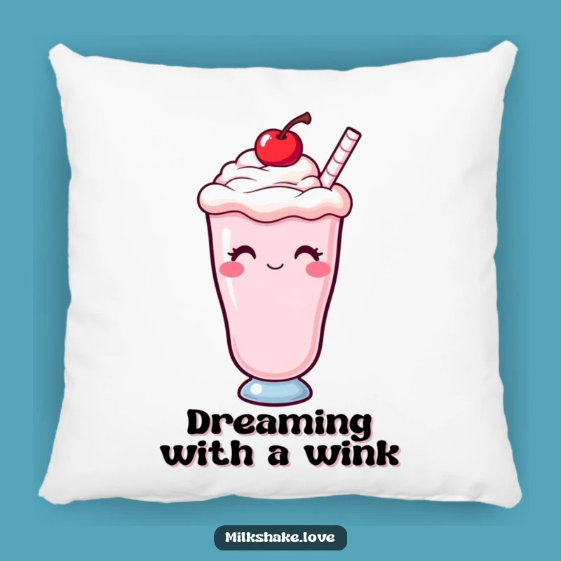 Cozy Funny Kawaii Milkshake Pillow: Winking Cherry Accent Pillow, Sweet Decor Gift