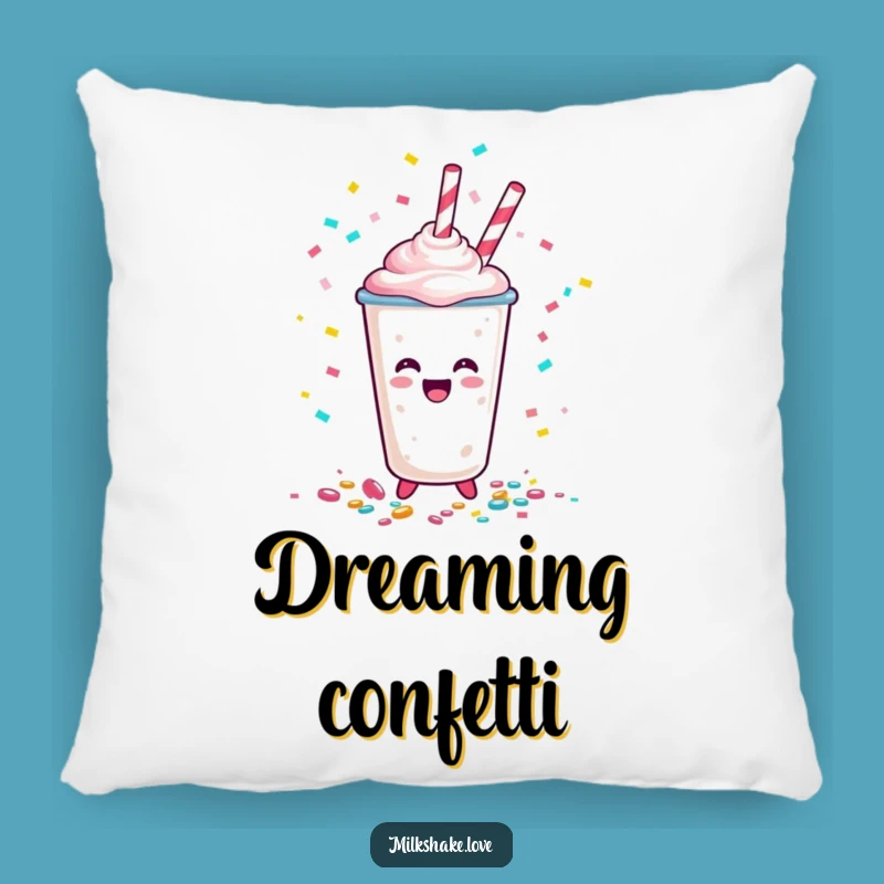 Funny Happy Milkshake Cup Confetti Pillow - Cozy Festive Accent