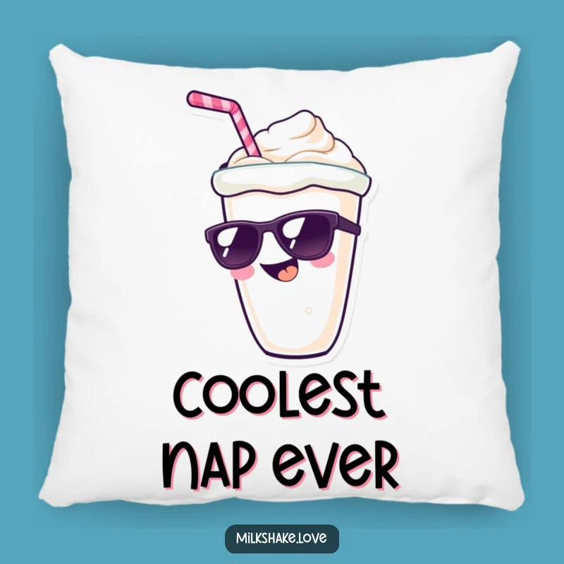 Funny Kawaii Milkshake Pillow: Cool Character with Sunglasses - Cozy & Chill Gift!