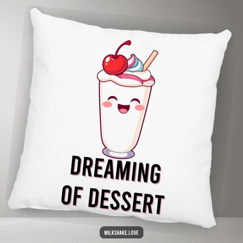 Funny laughing kawaii milkshake spilling a colorful swirl, a soft and funny pillow.