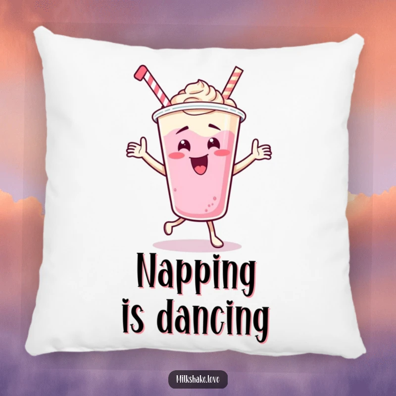 Funny Dancing Milkshake Cup Pillow, a cartoon character in an energetic dance, offering plush comfort and a dose of silly, fun energy.