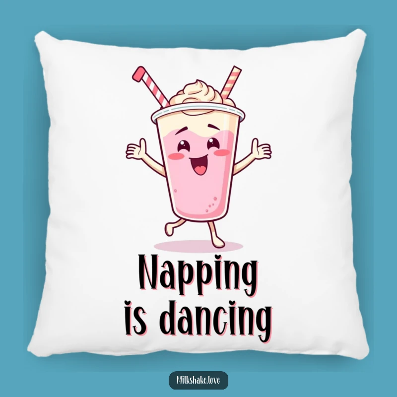 Funny Dancing Milkshake Cup Pillow - Cozy Cartoon Dance Vibes
