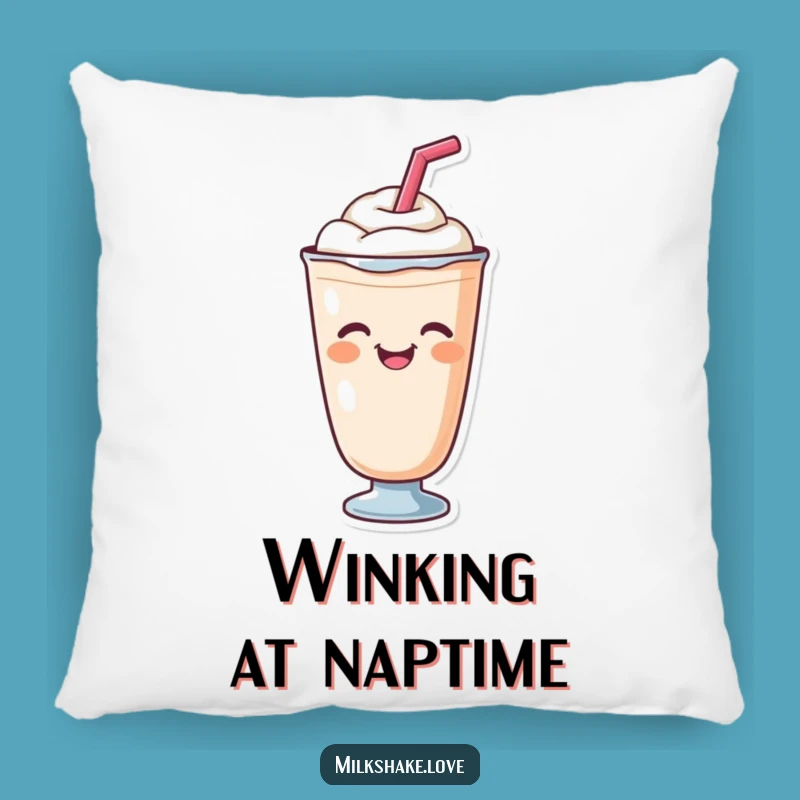 Funny Milkshake Wink Pillow: Cuddle Up with Adorable, Cheerful Comfort
