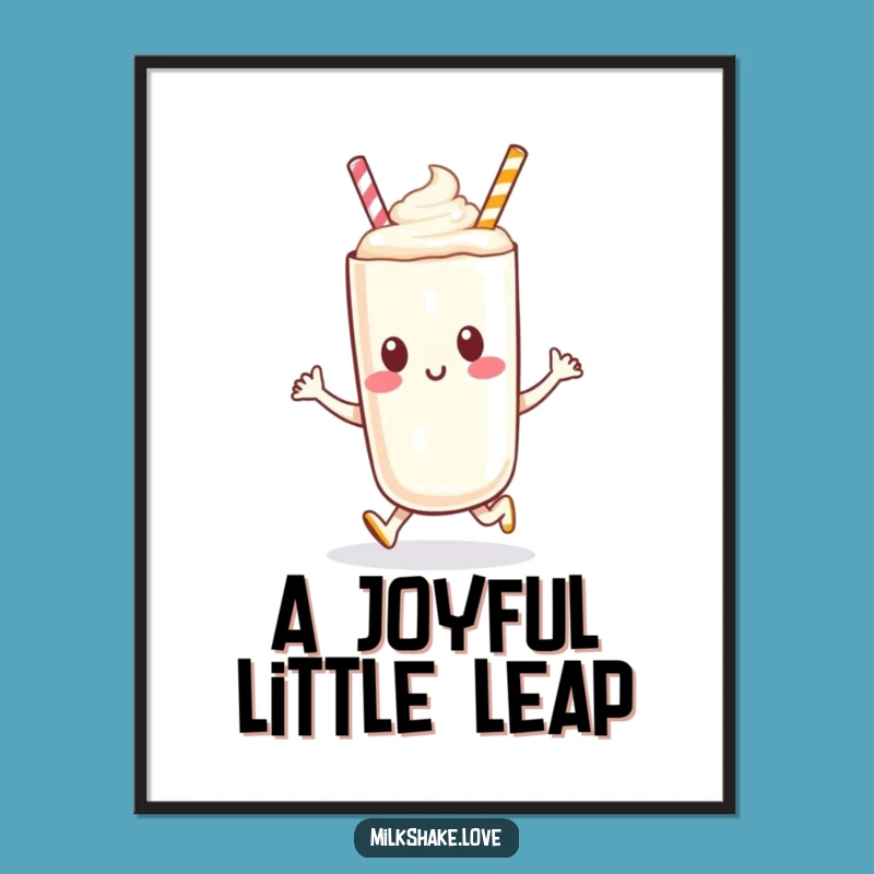 Funny Milkshake Hop Digital Art Print: Instant Energy for Your Walls