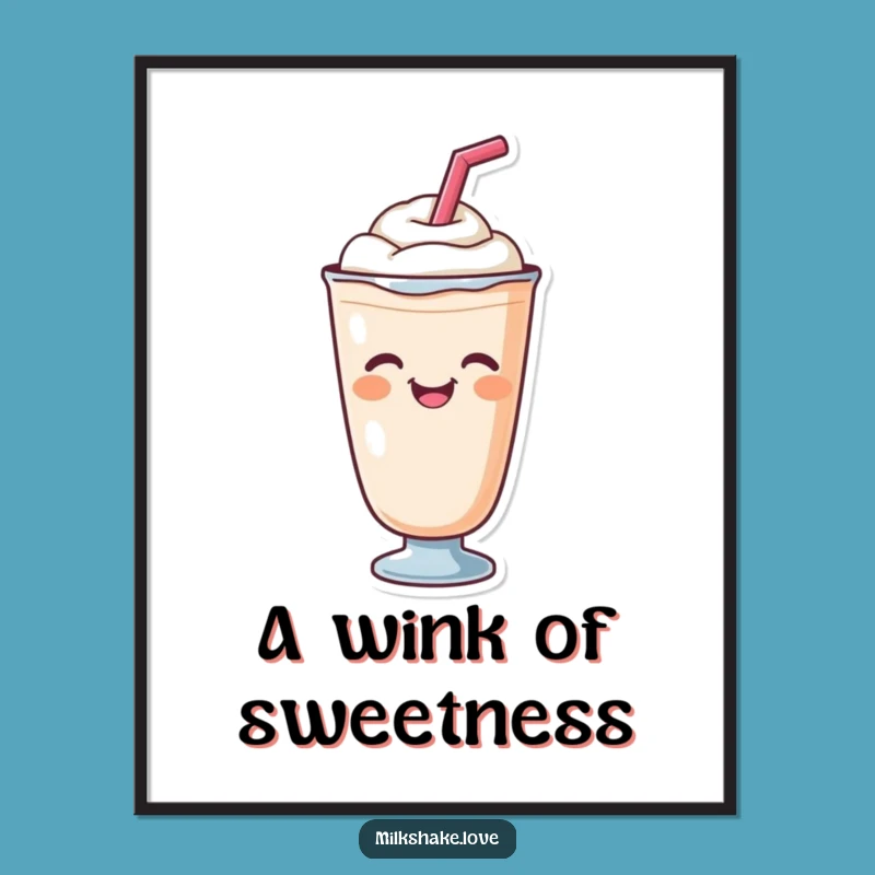 Funny Milkshake Wink Digital Art Print: Instant Charm for Your Space