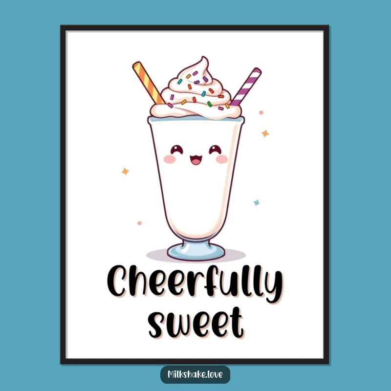 Funny Kawaii Cheering Milkshake Digital Art: Instant Inspiration