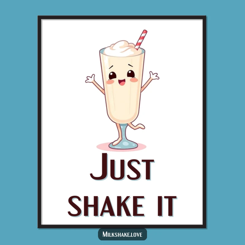 Funny Dancing Milkshake Digital Art: High-Res Hilarious Wall Art, Instant Download for Joy!
