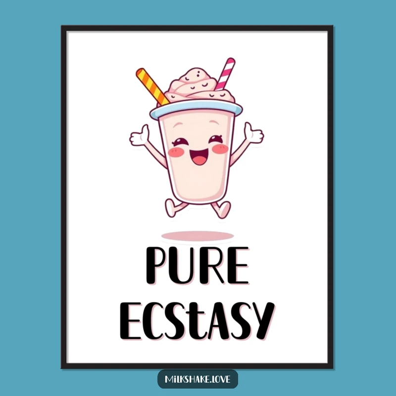 Funny Jubilant Milkshake Cup Leaping Digital Art - Instant Joyful Decor
