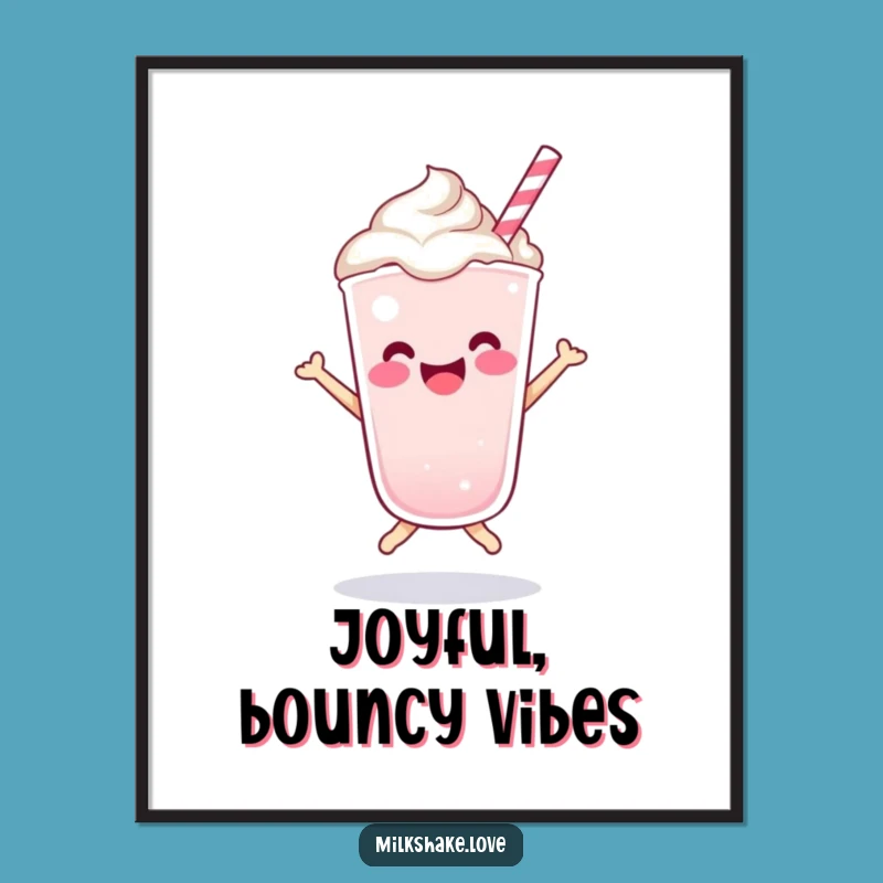 Funny Kawaii Milkshake Bounce Digital Art - Instant Uplifting Decor