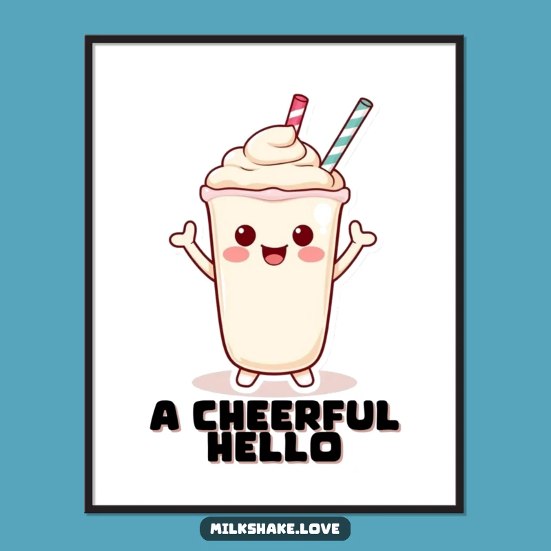 Funny Kawaii Milkshake Digital Art: Instant Cheerful Wave Vibes for Decor