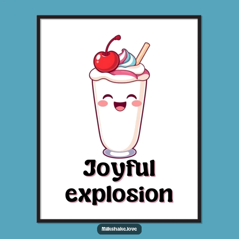 Funny Kawaii Milkshake Digital Art: Instant Sweet Wall Decor