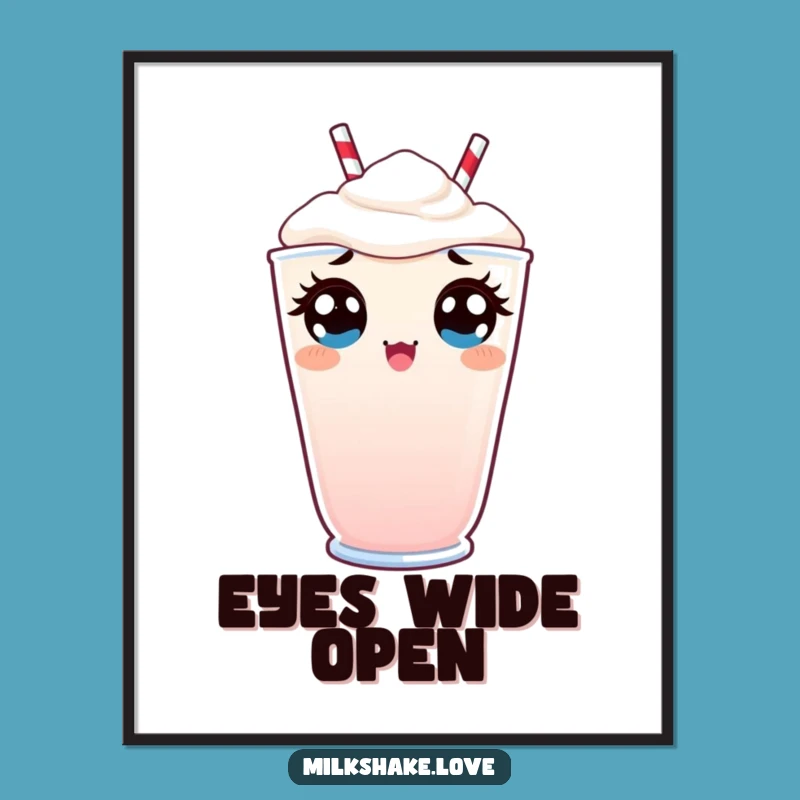 Funny Kawaii Milkshake Digital Art: Surprised Peek Graphic, Perfect Reaction Gift