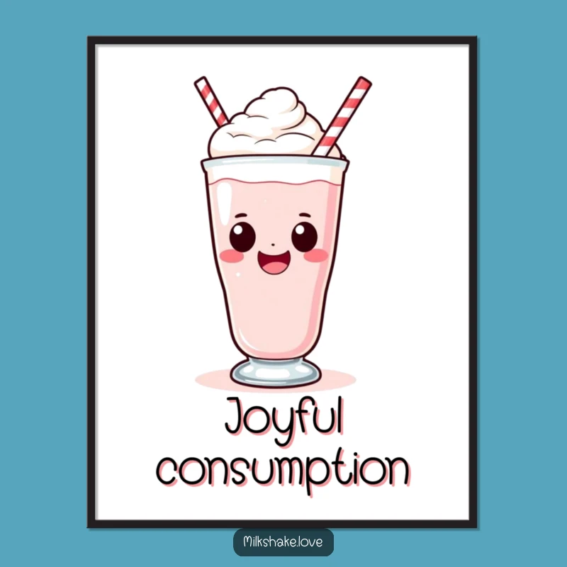 Funny Kawaii Milkshake Sip Digital Art - Instant Joy for Your Walls