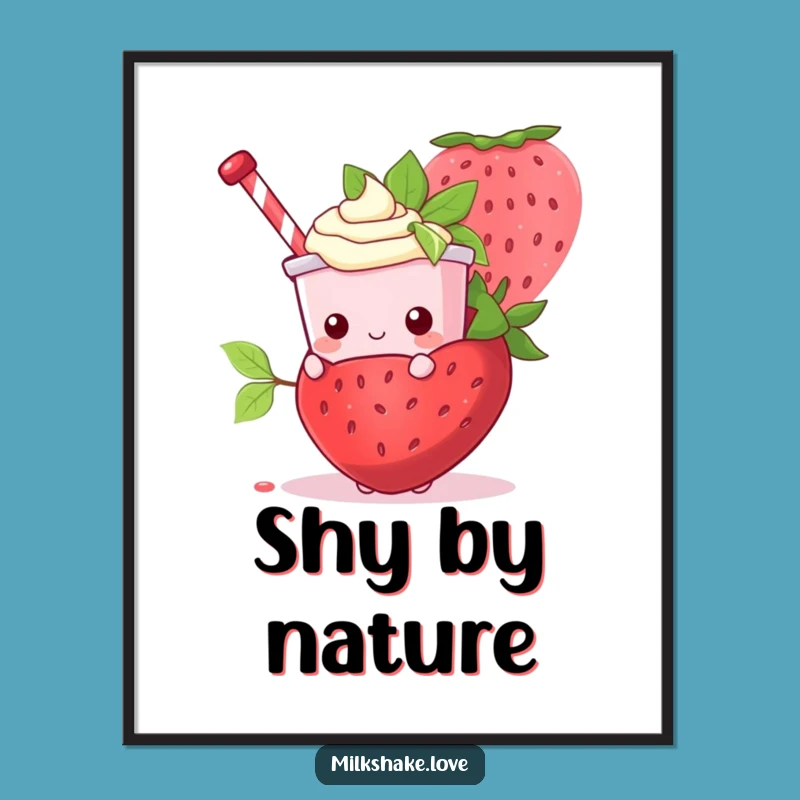 Funny Kawaii Milkshake Strawberry Digital Art - Instant Joyful Gift