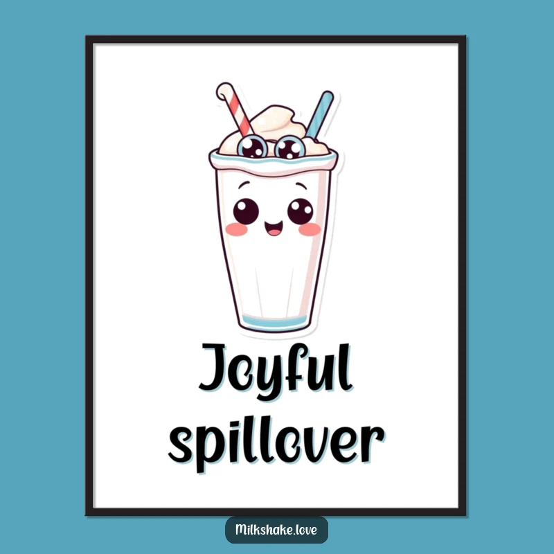 Funny Tipping Milkshake Digital Art: Anthropomorphic Character with Silly Eyes - Instant Humor Gift!