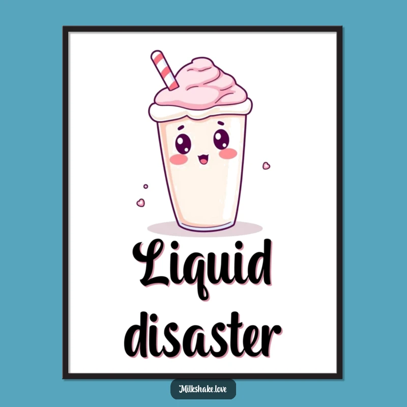 Funny Kawaii Milkshake Spill Digital Art - Instant Humor for Your Space