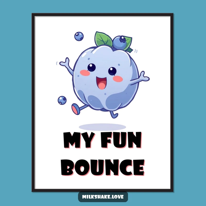 Funny Blueberry Bounce Digital Art: Vibrant, Cheerful Artwork for Your Home Decor