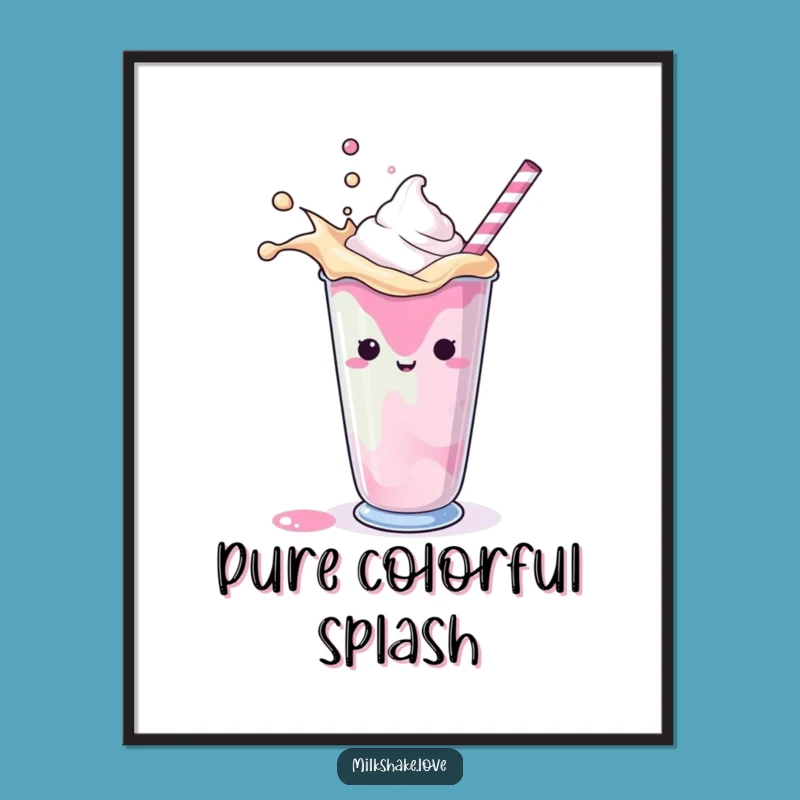 Funny Splashing Milkshake Digital Art: Instant Download for Vibrant, Playful Wall Decor!