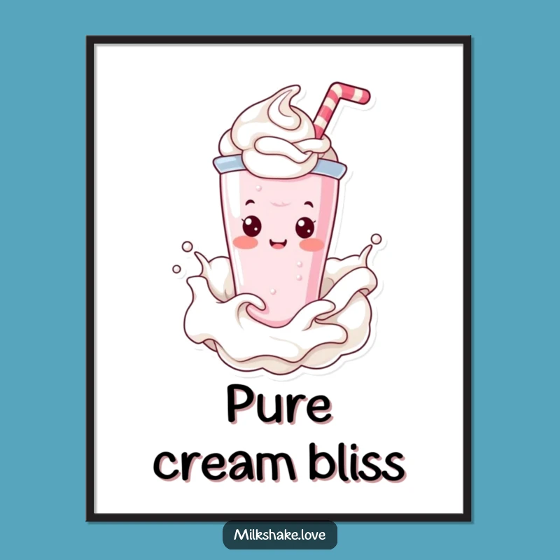 Funny Kawaii Milkshake Digital Art: Instant Creamy Splash Vibes for Decor
