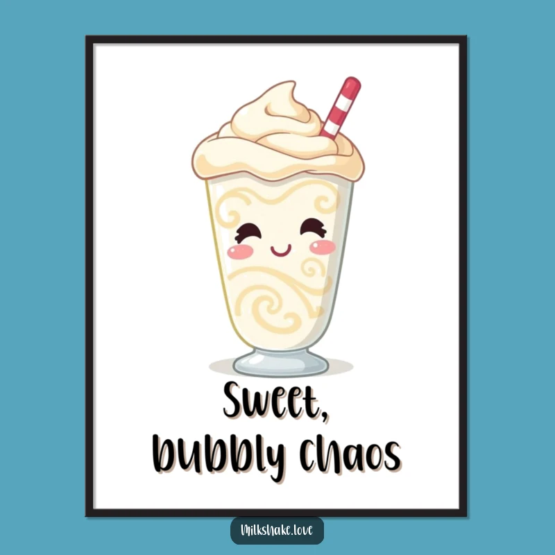 Funny Giggling Milkshake Digital Art: Bubbly Character, Swirling Patterns, Instant Gift